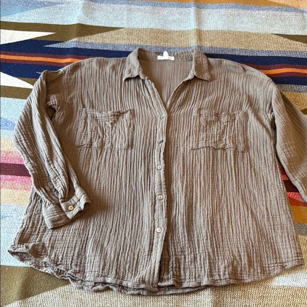 Eileen Fisher Brown Button Down Shirt